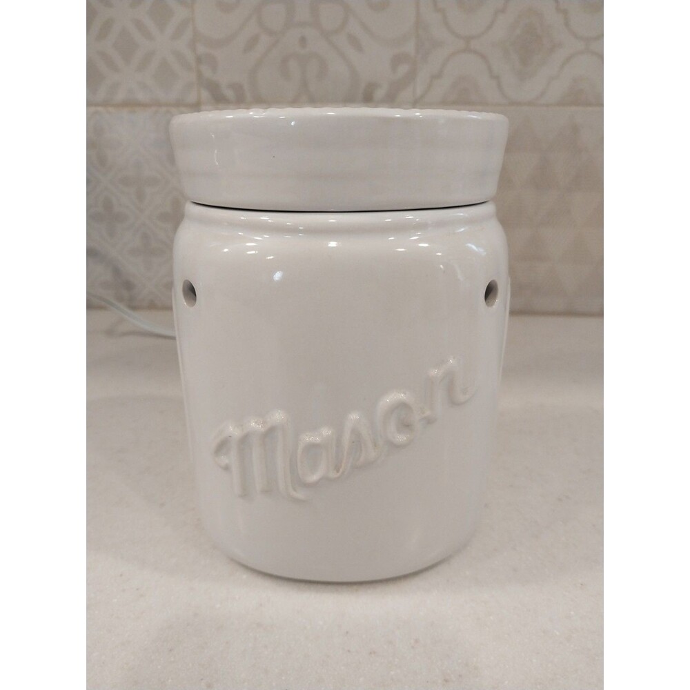 Mason Jar Electric Wax Melt Oil Warmer Ivory Ceramic Farmhouse Plug In Decor